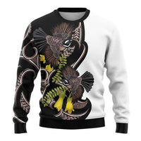 New Zealand Valentines Day Ugly Christmas Sweater Piwakawaka Lovers Maori Koru Tattoo - Polynesian Pride