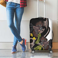 New Zealand Valentines Day Luggage Cover Piwakawaka Lovers Maori Koru Tattoo - Polynesian Pride