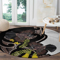 New Zealand Valentines Day Round Carpet Piwakawaka Lovers Maori Koru Tattoo - Polynesian Pride