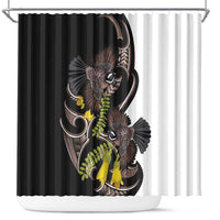 New Zealand Valentines Day Shower Curtain Piwakawaka Lovers Maori Koru Tattoo - Polynesian Pride