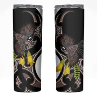 New Zealand Valentines Day Skinny Tumbler Piwakawaka Lovers Maori Koru Tattoo - Polynesian Pride