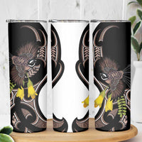 New Zealand Valentines Day Skinny Tumbler Piwakawaka Lovers Maori Koru Tattoo - Polynesian Pride