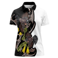 New Zealand Valentines Day Women Polo Shirt Piwakawaka Lovers Maori Koru Tattoo - Polynesian Pride