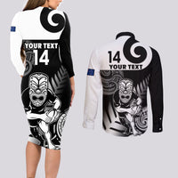 Custom New Zealand Silver Fern Rugby Couples Matching Long Sleeve Bodycon Dress and Long Sleeve Button Shirts Go Champions NZ All Black Maori Koru LT14 - Polynesian Pride