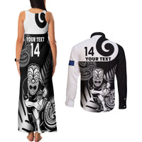 Custom New Zealand Silver Fern Rugby Couples Matching Tank Maxi Dress and Long Sleeve Button Shirts Go Champions NZ All Black Maori Koru LT14 - Polynesian Pride