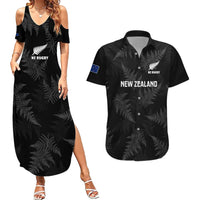 Custom New Zealand Silver Fern Rugby Couples Matching Summer Maxi Dress and Hawaiian Shirt 2023 Go Aotearoa Champions World Cup LT14 Black - Polynesian Pride