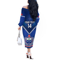 Custom Samoa Rugby Off The Shoulder Long Sleeve Dress 2023 Go Manu Samoa LT14 - Polynesian Pride