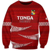 Tonga Rugby Sweatshirt 2023 Ikale Tahi Tongan Ngatu Pattern LT14 Unisex Red - Polynesian Pride