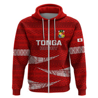 Custom Tonga Rugby Hoodie 2023 Ikale Tahi Tongan Ngatu Pattern LT14 Zip Hoodie Red - Polynesian Pride