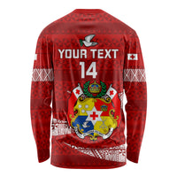 Custom Tonga Rugby Long Sleeve Shirt 2023 Ikale Tahi Tongan Ngatu Pattern LT14 - Polynesian Pride
