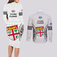 Fiji Rugby Couples Matching Long Sleeve Bodycon Dress and Long Sleeve Button Shirts 2023 Go Champions World Cup Fijian Tapa Pattern LT14 - Polynesian Pride