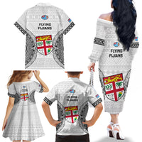 Fiji Rugby Family Matching Off Shoulder Long Sleeve Dress and Hawaiian Shirt 2023 Go Champions World Cup Fijian Tapa Pattern LT14 - Polynesian Pride