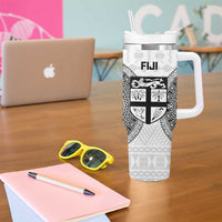 Fiji Rugby Tumbler With Handle Go Champions World Cup Fijian Tapa Pattern