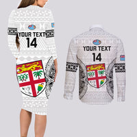 Custom Fiji Rugby Couples Matching Long Sleeve Bodycon Dress and Long Sleeve Button Shirts 2023 Go Champions World Cup Fijian Tapa Pattern LT14 - Polynesian Pride