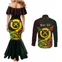 Personalised Vanuatu Family Day Couples Matching Mermaid Dress and Long Sleeve Button Shirt Happy 26 December Vanuatuan Pig Tusk LT14 - Polynesian Pride