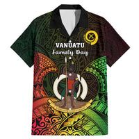 Personalised Vanuatu Family Day Family Matching Mermaid Dress and Hawaiian Shirt Happy 26 December Vanuatuan Pig Tusk LT14 Dad's Shirt - Short Sleeve Black - Polynesian Pride