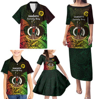 Personalised Vanuatu Family Day Family Matching Puletasi Dress and Hawaiian Shirt Happy 26 December Vanuatuan Pig Tusk LT14 - Polynesian Pride