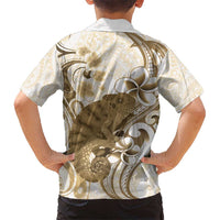 Brown And White Hawaii Chameleon Kid Hawaiian Shirt Plumeria Polynesian Tribal Art