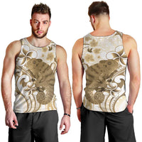 Brown And White Hawaii Chameleon Men Tank Top Plumeria Polynesian Tribal Art