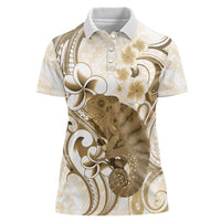 Brown And White Hawaii Chameleon Women Polo Shirt Plumeria Polynesian Tribal Art LT14 Female Brown - Polynesian Pride