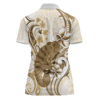Brown And White Hawaii Chameleon Women Polo Shirt Plumeria Polynesian Tribal Art LT14 - Polynesian Pride