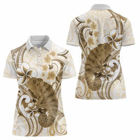 Brown And White Hawaii Chameleon Women Polo Shirt Plumeria Polynesian Tribal Art LT14 - Polynesian Pride