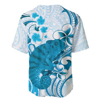 Cyan And White Hawaii Chameleon Baseball Jersey Plumeria Polynesian Tribal Art LT14 - Polynesian Pride