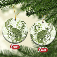 Green And White Hawaii Chameleon Ceramic Ornament Plumeria Polynesian Tribal Art