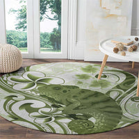 Green And White Hawaii Chameleon Round Carpet Plumeria Polynesian Tribal Art LT14 - Polynesian Pride