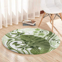 Green And White Hawaii Chameleon Round Carpet Plumeria Polynesian Tribal Art LT14 - Polynesian Pride