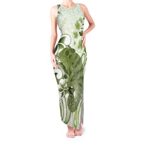 Green And White Hawaii Chameleon Tank Maxi Dress Plumeria Polynesian Tribal Art LT14 Women Lime Green - Polynesian Pride