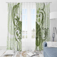 Green And White Hawaii Chameleon Window Curtain Plumeria Polynesian Tribal Art