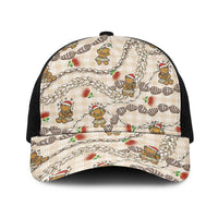 Beige Palaka Hawaii Mele Kalikimaka Baseball Net Cap Ohia Lehua Shell Leis Funny Gingerbread Santa - Polynesian Pride