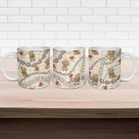 Beige Palaka Hawaii Mele Kalikimaka Ceramic Mug Ohia Lehua Shell Leis Funny Gingerbread Santa - Polynesian Pride