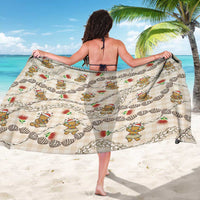Beige Palaka Hawaii Mele Kalikimaka Sarong Ohia Lehua Shell Leis Funny Gingerbread Santa - Polynesian Pride