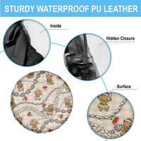 Beige Palaka Hawaii Mele Kalikimaka Spare Tire Cover Ohia Lehua Shell Leis Funny Gingerbread Santa - Polynesian Pride