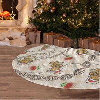 Beige Palaka Hawaii Mele Kalikimaka Tree Skirt Ohia Lehua Shell Leis Funny Gingerbread Santa - Polynesian Pride