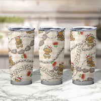 Beige Palaka Hawaii Mele Kalikimaka Tumbler Cup Ohia Lehua Shell Leis Funny Gingerbread Santa - Polynesian Pride