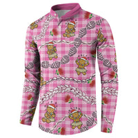 Pink Palaka Hawaii Mele Kalikimaka Button Sweatshirt Ohia Lehua Shell Leis Funny Gingerbread Santa LT14 - Polynesian Pride