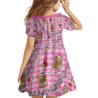 Pink Palaka Hawaii Mele Kalikimaka Family Matching Off Shoulder Maxi Dress and Hawaiian Shirt Ohia Lehua Shell Leis Funny Gingerbread Santa - Polynesian Pride