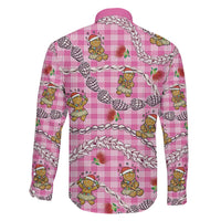 Pink Palaka Hawaii Mele Kalikimaka Family Matching Tank Maxi Dress and Hawaiian Shirt Ohia Lehua Shell Leis Funny Gingerbread Santa LT14 - Polynesian Pride