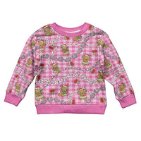 Pink Palaka Hawaii Mele Kalikimaka Kid Ugly Christmas Sweater Ohia Lehua Shell Leis Funny Gingerbread Santa - Polynesian Pride