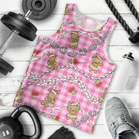 Pink Palaka Hawaii Mele Kalikimaka Men Tank Top Ohia Lehua Shell Leis Funny Gingerbread Santa LT14 - Polynesian Pride