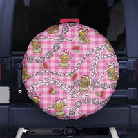 Pink Palaka Hawaii Mele Kalikimaka Spare Tire Cover Ohia Lehua Shell Leis Funny Gingerbread Santa - Polynesian Pride