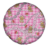 Pink Palaka Hawaii Mele Kalikimaka Spare Tire Cover Ohia Lehua Shell Leis Funny Gingerbread Santa - Polynesian Pride
