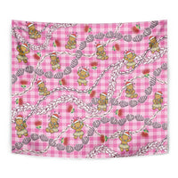 Pink Palaka Hawaii Mele Kalikimaka Tapestry Ohia Lehua Shell Leis Funny Gingerbread Santa - Polynesian Pride