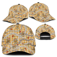 Gold Palaka Hawaii Mele Kalikimaka Classic Cap Ohia Lehua Shell Leis Funny Gingerbread Santa - Polynesian Pride