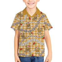 Gold Palaka Hawaii Mele Kalikimaka Family Matching Puletasi and Hawaiian Shirt Ohia Lehua Shell Leis Funny Gingerbread Santa LT14 - Polynesian Pride