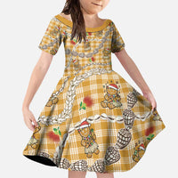 Gold Palaka Hawaii Mele Kalikimaka Family Matching Tank Maxi Dress and Hawaiian Shirt Ohia Lehua Shell Leis Funny Gingerbread Santa - Polynesian Pride