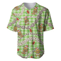 Green Palaka Hawaii Mele Kalikimaka Baseball Jersey Ohia Lehua Shell Leis Funny Gingerbread Santa LT14 Green - Polynesian Pride